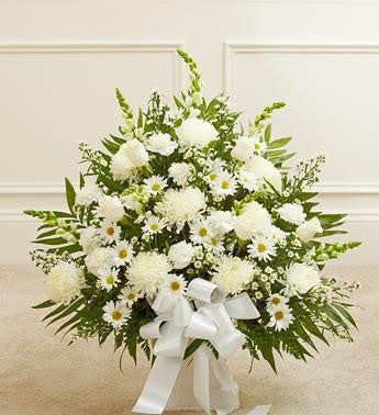 Heartfelt Tribute Blue & White Floor Basket Arrangement Extra Large by 1-800 Flowers