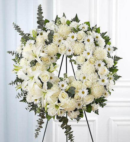 Serene Blessings Standing Wreath Bright - White | FNW-107