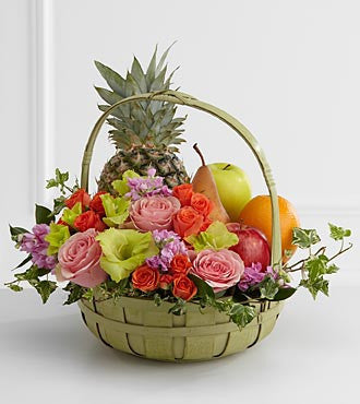 The FTD® Rest in Peace™ Fruit & Flowers Basket
