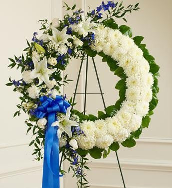 Serene Blessing Standing Wreath - Blue & White | FNB-104