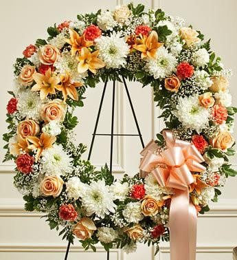 Serene Blessing Standing Wreath - Peach - Orange & White | FNPC-104